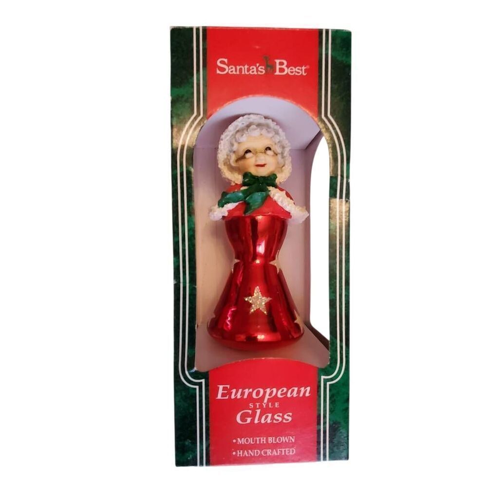 Vintage 1996 Santa's Best European style glass Mouth Blown Mrs Clause 7" Christm
